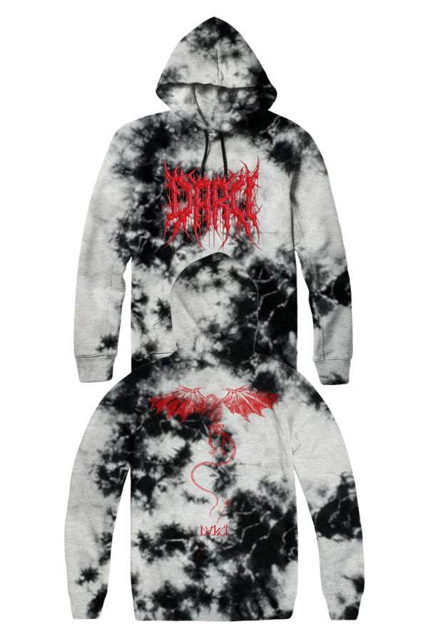 Black/White Dye High Grade Dragon Cat Hoodie