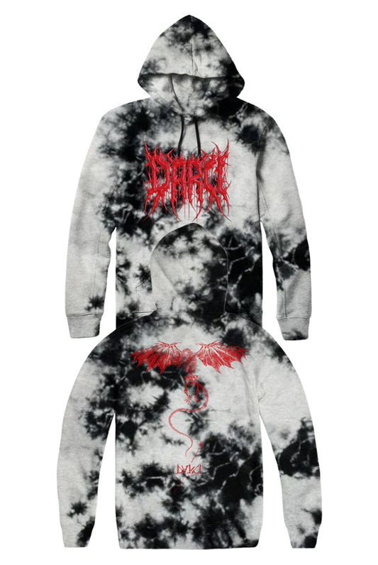 Black/White Dye High Grade Dragon Cat Hoodie